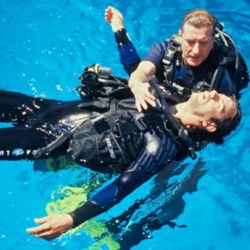 Rescue diver training, keeping diver afloat