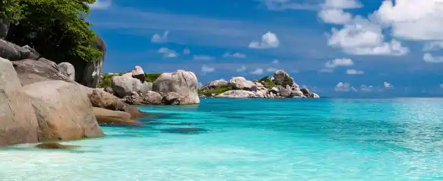 similan island view of boulders and blue water